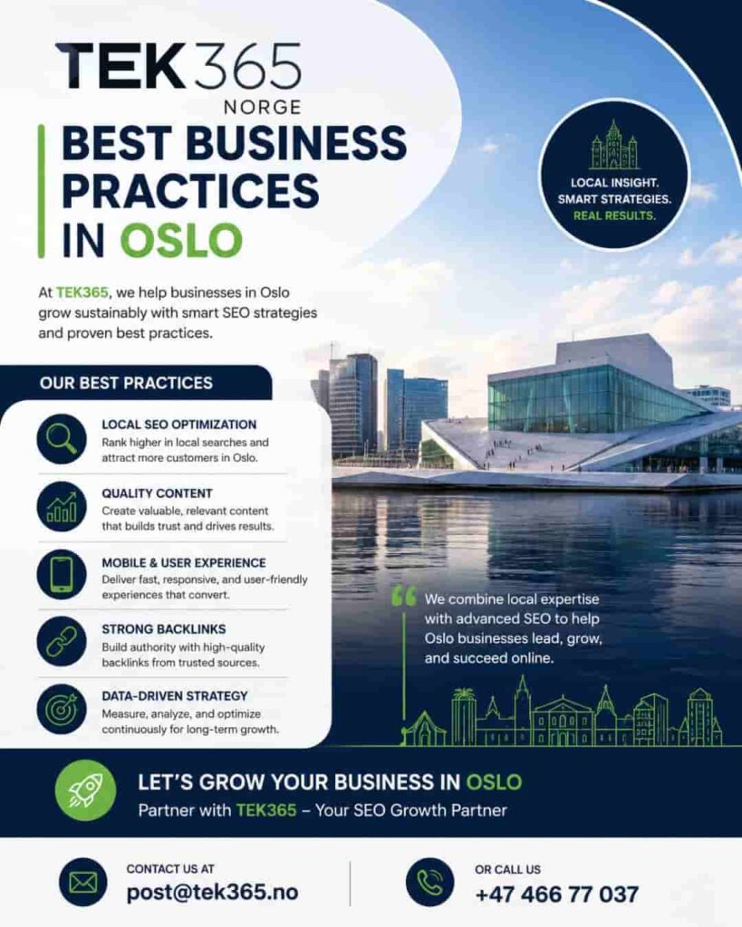 SEO Agency for Best Business Practices in Oslo: TEK365